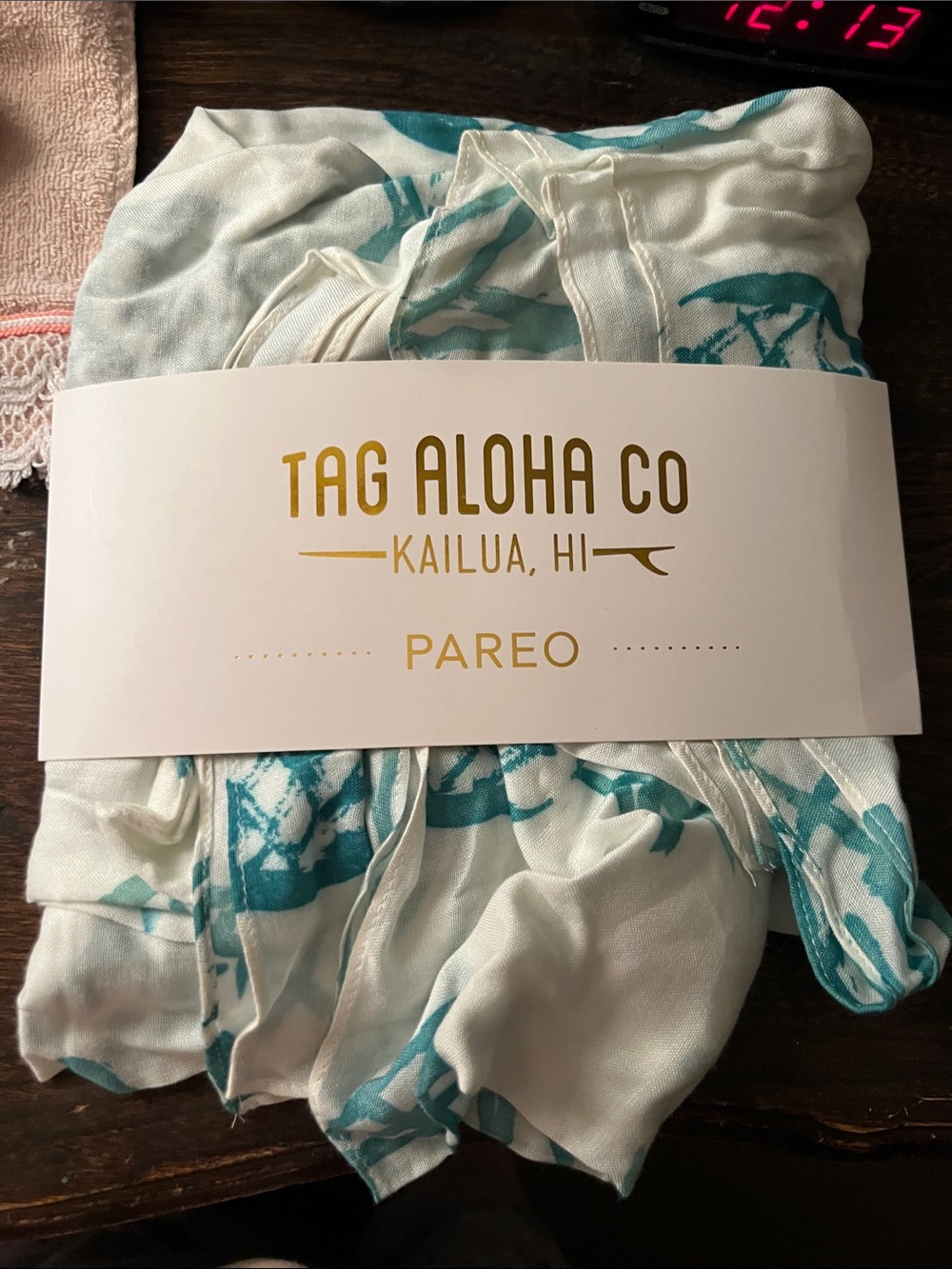 TAG Aloha Co White & Teal Pareo Wrap